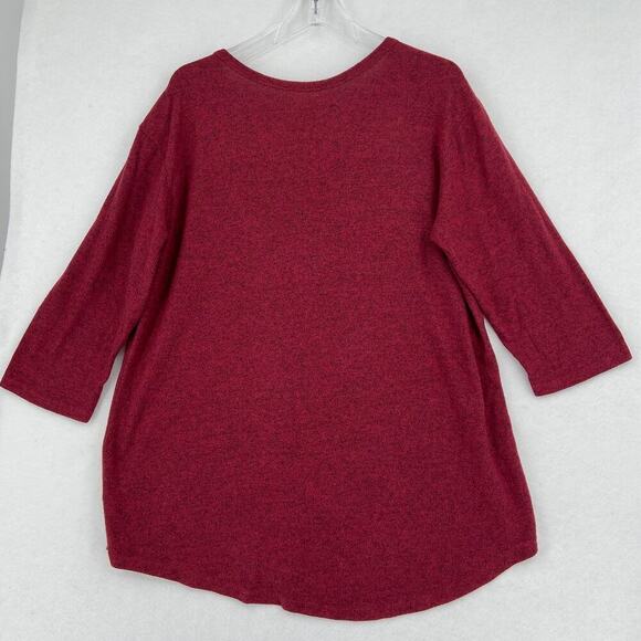 Torrid Super Soft Plush Tunic Top Size 1X Burgundy Red Laced Shoulders V-Neck - Picture 6 of 11